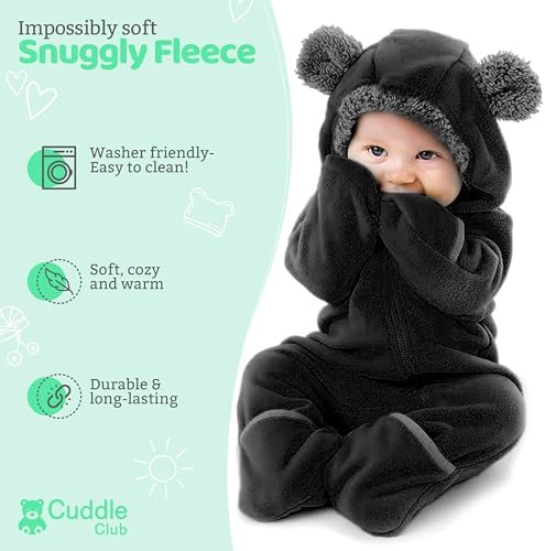 Fleece Baby Bunting Bodysuit Infant One Piece Kids Hooded Romper Outerwear Toddler Jacket