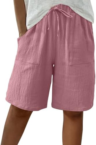 AboutYes Women 2025 Summer High Waist Bermuda Shorts with Pockets