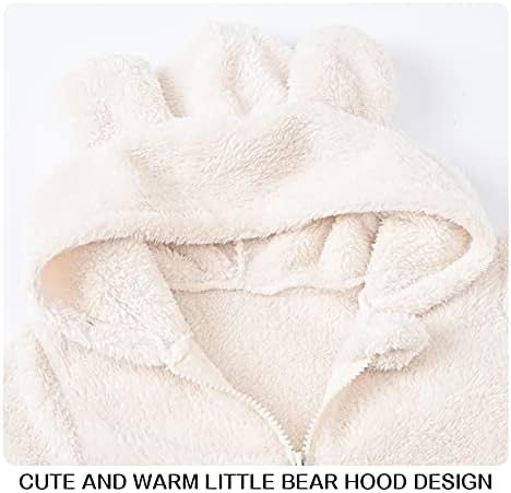 Mokitoni Baby Bear Fleece Romper Snug Cozy for Cold Days