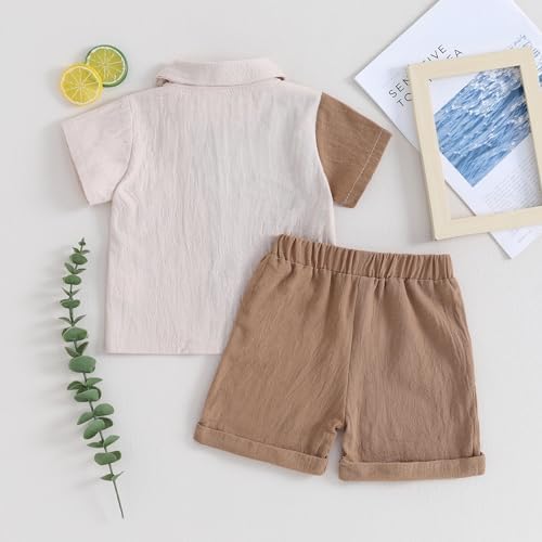 Kupretty Toddler Summer Outfit - Comfortable Button-Down Shorts Set