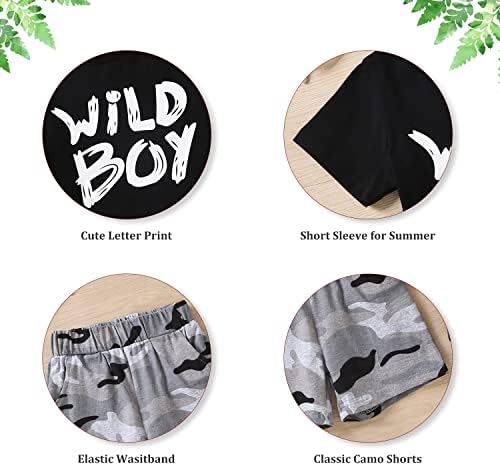 Liwiow Toddler Camo Set - Funny Letter T-Shirt Shorts