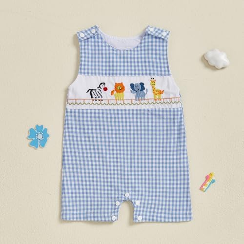 Karuedoo Newborn Baby Boy Summer Plaid Romper Jumpsuit