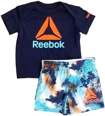 Reebok Infant Navy Blue Orange White Boys Outfit Set 3-6M