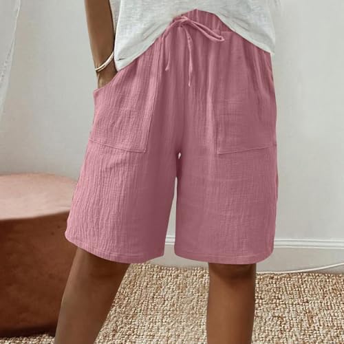 AboutYes Women 2025 Summer High Waist Bermuda Shorts with Pockets