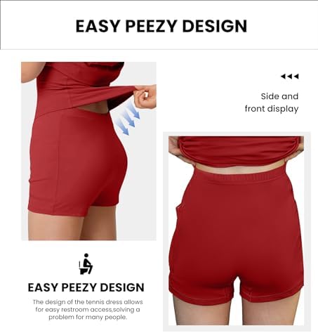 Womens Sporty Tennis Dress with Built-in Shorts
