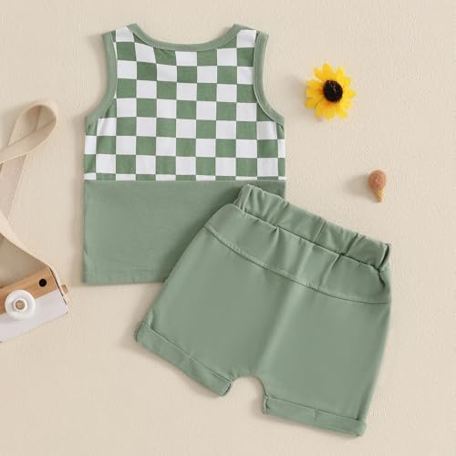 Canis Summer Comfort Set for Toddlers Trendy Checkerboard Tank Shorts
