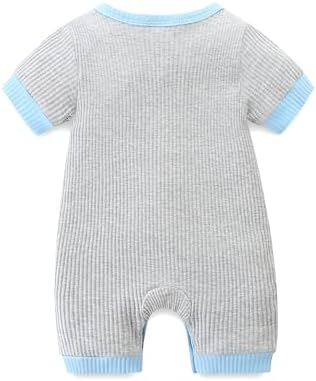 JingleBaBa Unisex Cute Romper Ribbed Short Sleeve Bodysuit Child