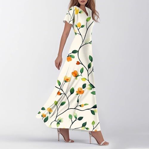 Stylish Printed V-Neck Summer Tunic Dress
