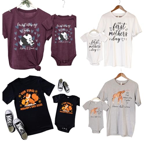 Personalized Mothers Day Tiger Onesies with Mom T-Shirt Set by Handmade