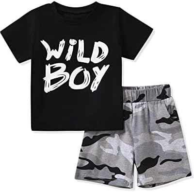 Liwiow Toddler Camo Set - Funny Letter T-Shirt Shorts