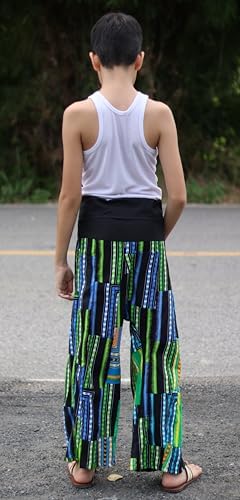 RaanPahMuang Thai Fisherman Boys Girls Loose Yoga Pirate Harem Unisex Wrap Pants