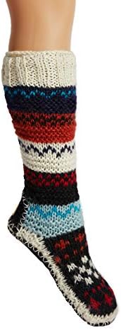 Hand-Knit Tibetan Socks with Soft Fleece Liner for Warm Comfort