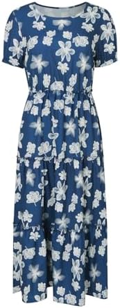 Sfascumop Floral Dress For Women Ruffle Maxi