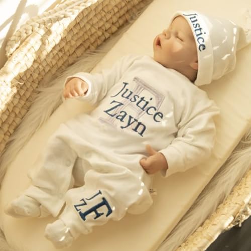 Personalized Newborn Romper Set with Name Embroidery