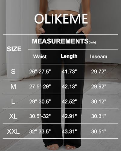 OLIKEME High Waisted Wide Leg Workout Pants with Pockets