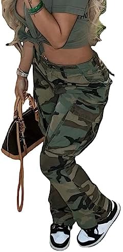 Vakakest Womens Camo Cargo Pants Jogger Trousers