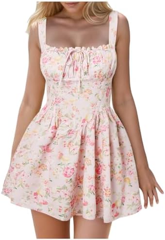 Sfascumop Floral Ruffle Hawaiian Boho Beach Coverage Summer Womens Casual Midi Dress