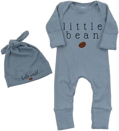St Duo Baby Romper with Footed Beanie Hat for Newborns