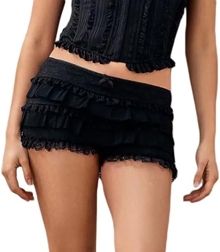 Womens Lace Bloomer Shorts Summer Ruffle Tiered Pumpkins