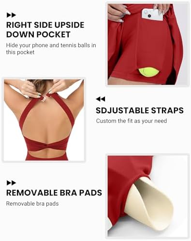Womens Sporty Tennis Dress with Built-in Shorts