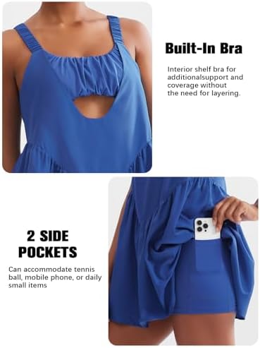 Sexyasasii Women Tennis Dress with Built-in Shorts and Bra
