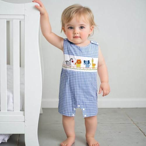 Karuedoo Newborn Baby Boy Summer Plaid Romper Jumpsuit