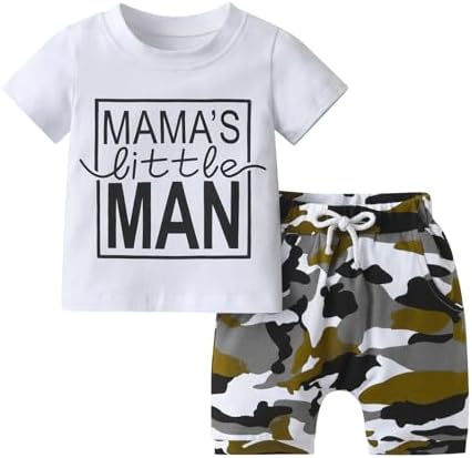Rebey Baby Boy Summer Short Sleeve Letter T-Shirt Set 2PCS