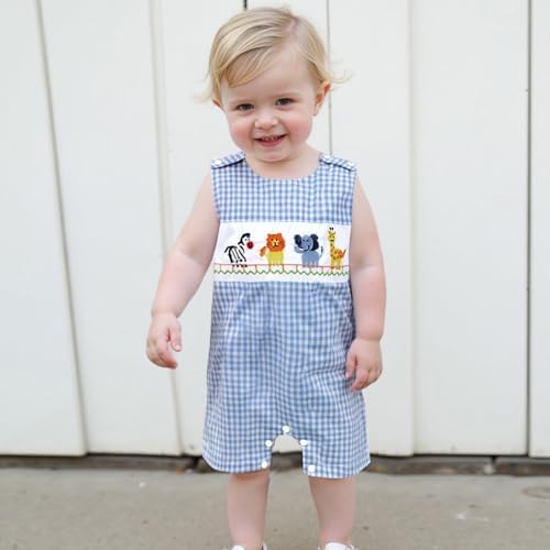 Karuedoo Newborn Baby Boy Summer Plaid Romper Jumpsuit