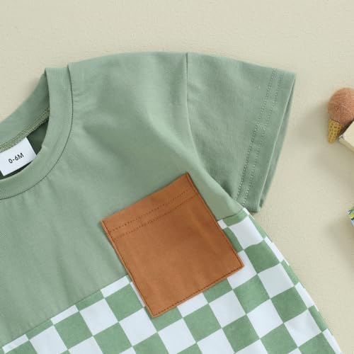 Trendy Checkerboard Summer Set Soft Breathable Elastic Waistband for Baby Boys