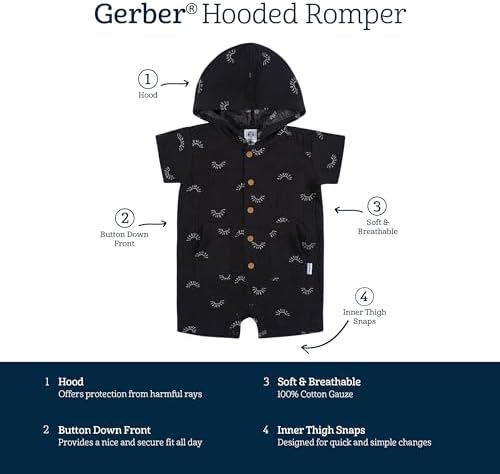 Gerber Baby Boys Cotton Romper with Snaps