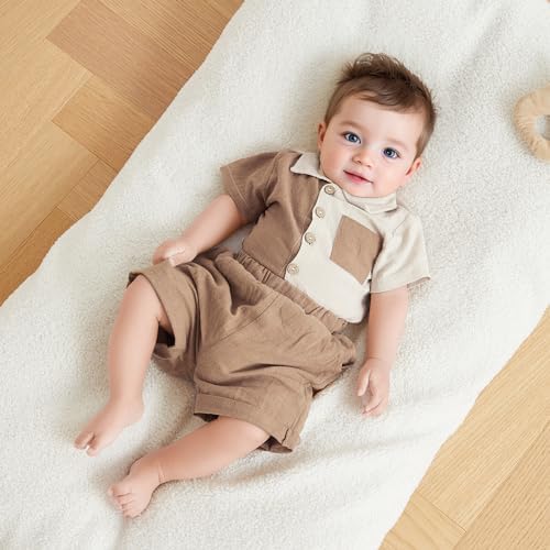Kupretty Toddler Summer Outfit - Comfortable Button-Down Shorts Set