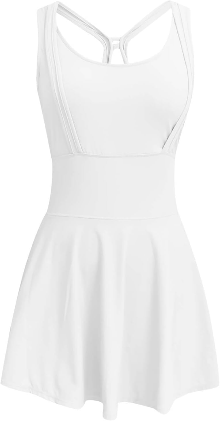 Womens Tennis Dress with Built-In Shorts and Bra