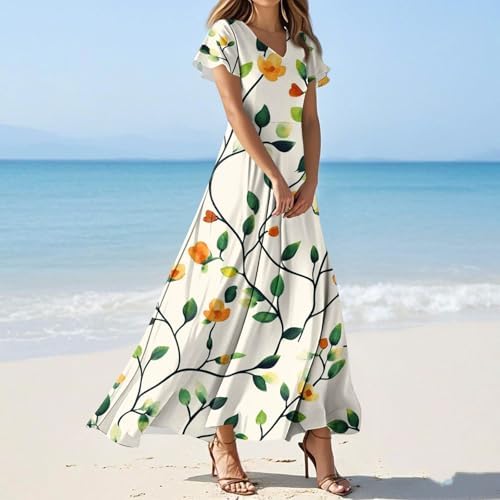 Stylish Printed V-Neck Summer Tunic Dress