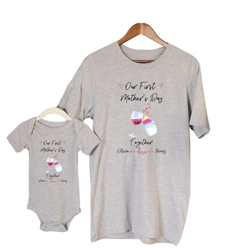 Personalized Mothers Day Milk Wine Gift Set for Mom and Baby