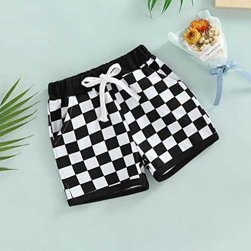Lamuusaa Newborn Toddler Boy Shorts Summer Cotton Plaid Jogger