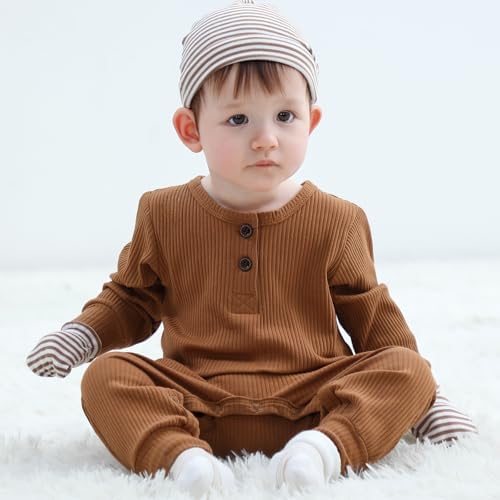 Ruliby Baby Bodysuit Romper Set for Boys Girls 0-12 Months