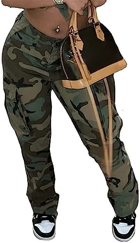Vakakest Womens Camo Cargo Pants Jogger Trousers