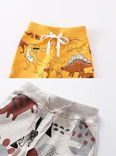 AQEACARMON Toddler Dinosaur Car Print Cotton Pants 2-Pack