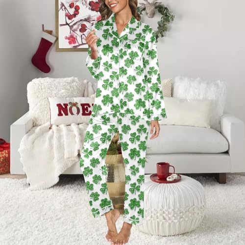 Sfascumop Shamrock Pajamas for St Patricks Day Women