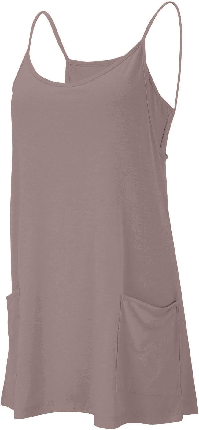 Cute Spaghetti Strap Athletic Dress with Pockets