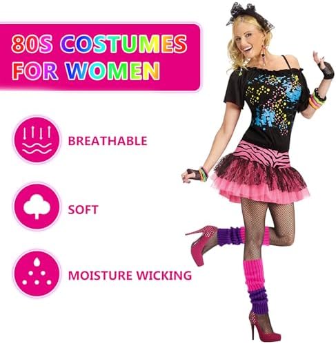80s Knit Leg Warmer for Women - Neon Pink Green Set