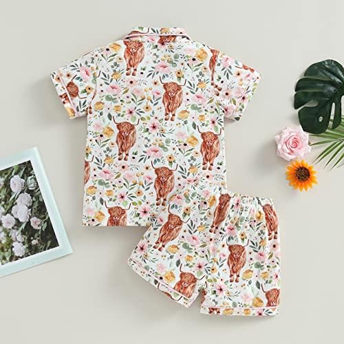 MAINESAKA 2Pcs Pajama Set with Cow Print