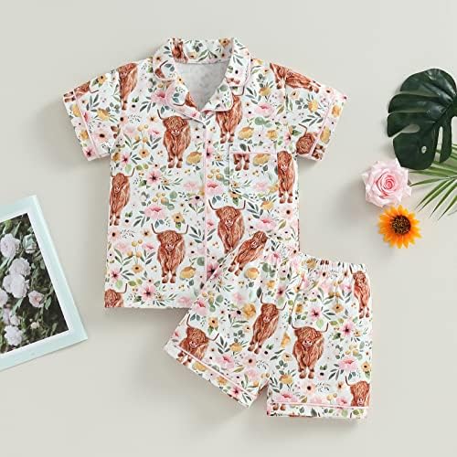 MAINESAKA 2Pcs Pajama Set with Cow Print