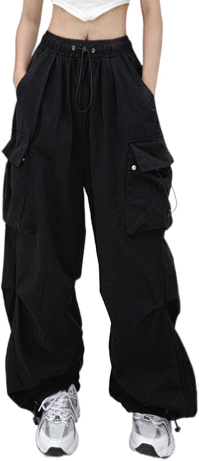 Adjustable High-Waisted Cargo Pants Women