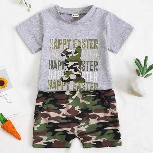 Emmababy Baby Boys Easter Outfit Camouflage Shorts Set