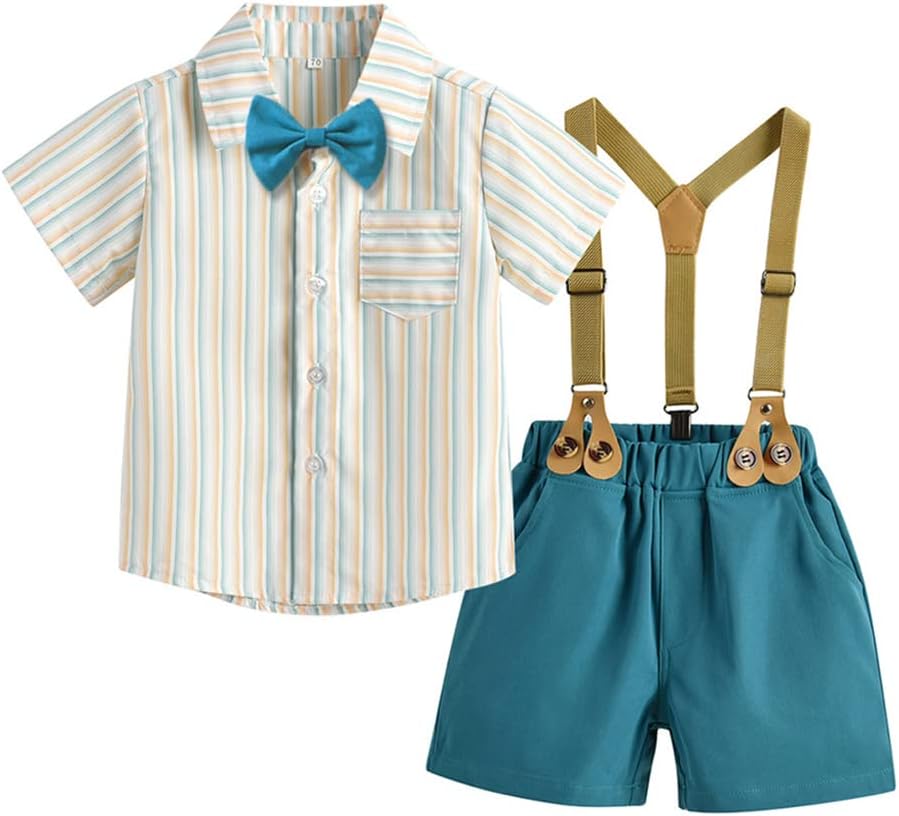 IBAKOM Boys Gentleman Suit Bow Tie Outfit for Summer Events