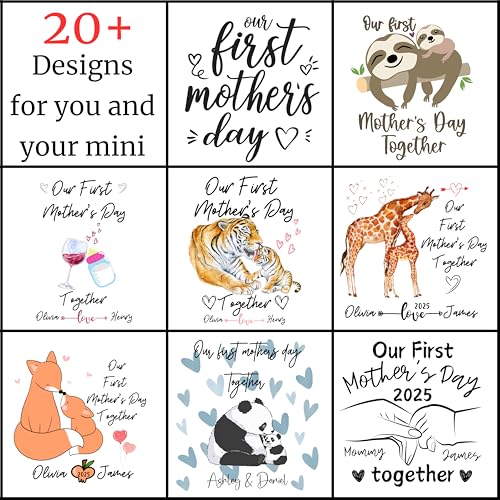 Personalized Mothers Day Tiger Onesies with Mom T-Shirt Set by Handmade