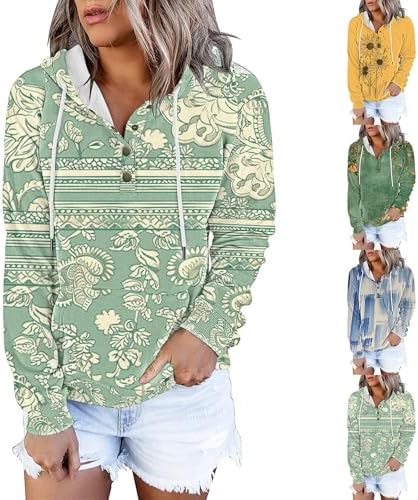 Stylish 2024 Boho V-Neck Hoodie for Women Casual Versatile