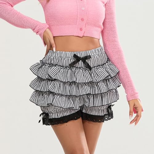 XBTCLXEBCO Womens PUMPKIN PANTS - LACE TRIM RUFFLE LOLOITA BLOOMERS with Kawaii Design