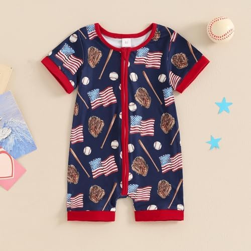 American Flag Newborn Romper for Boys and Girls